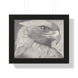 Majestic Eagle Hand-Drawn Portrait in Frame