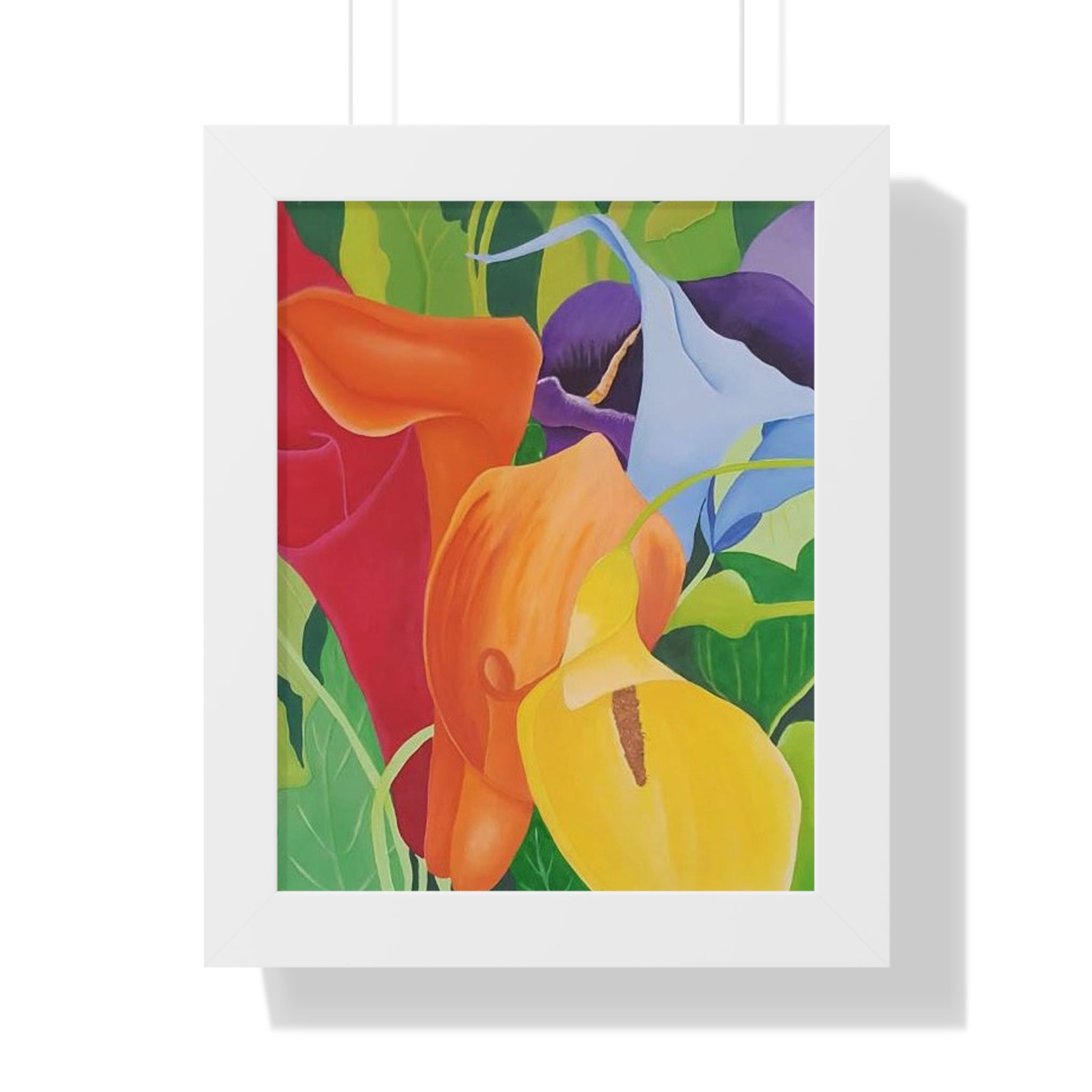 Luminous Elegance: Hand-Painted Portrait of Calla Lilies