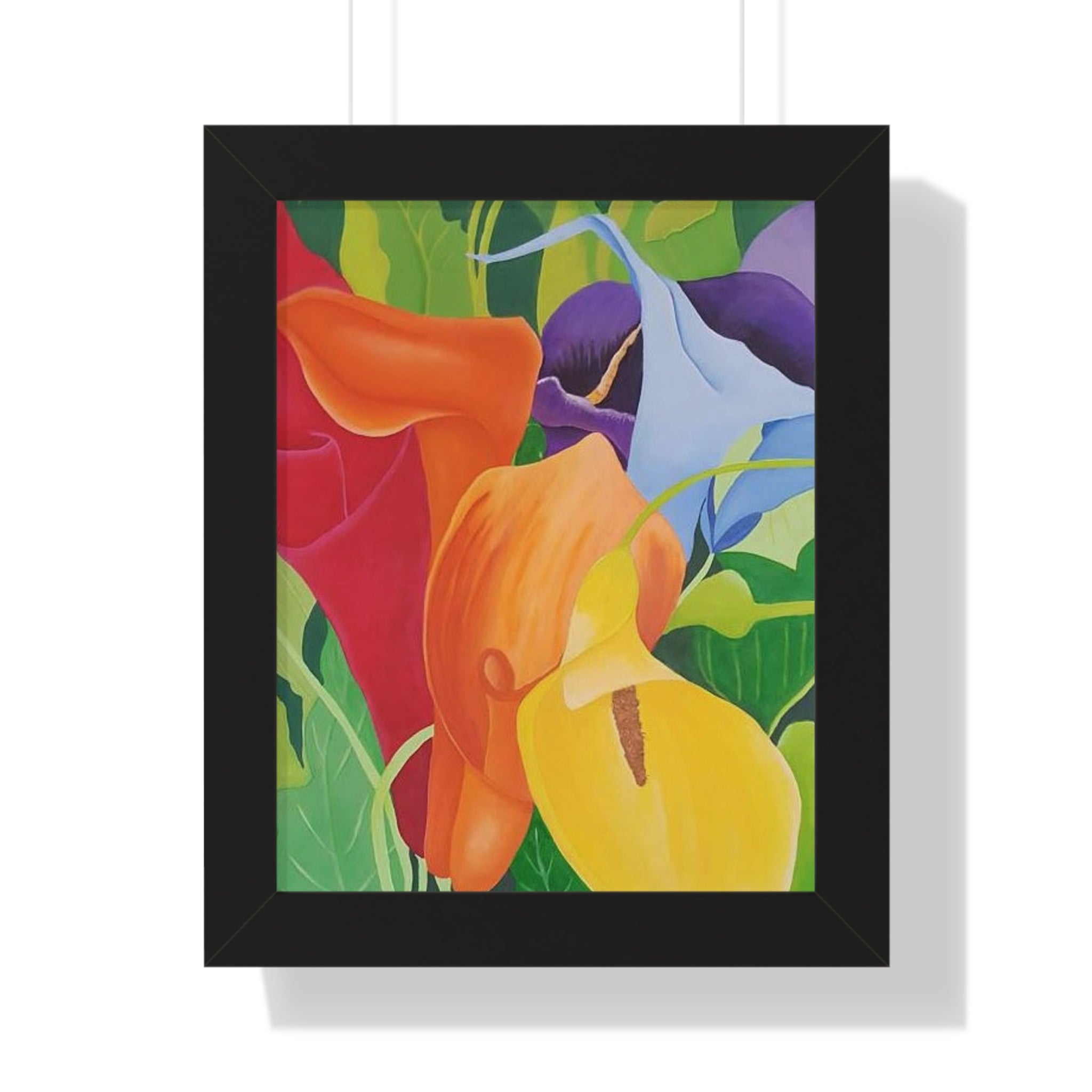 Luminous Elegance: Hand-Painted Portrait of Calla Lilies