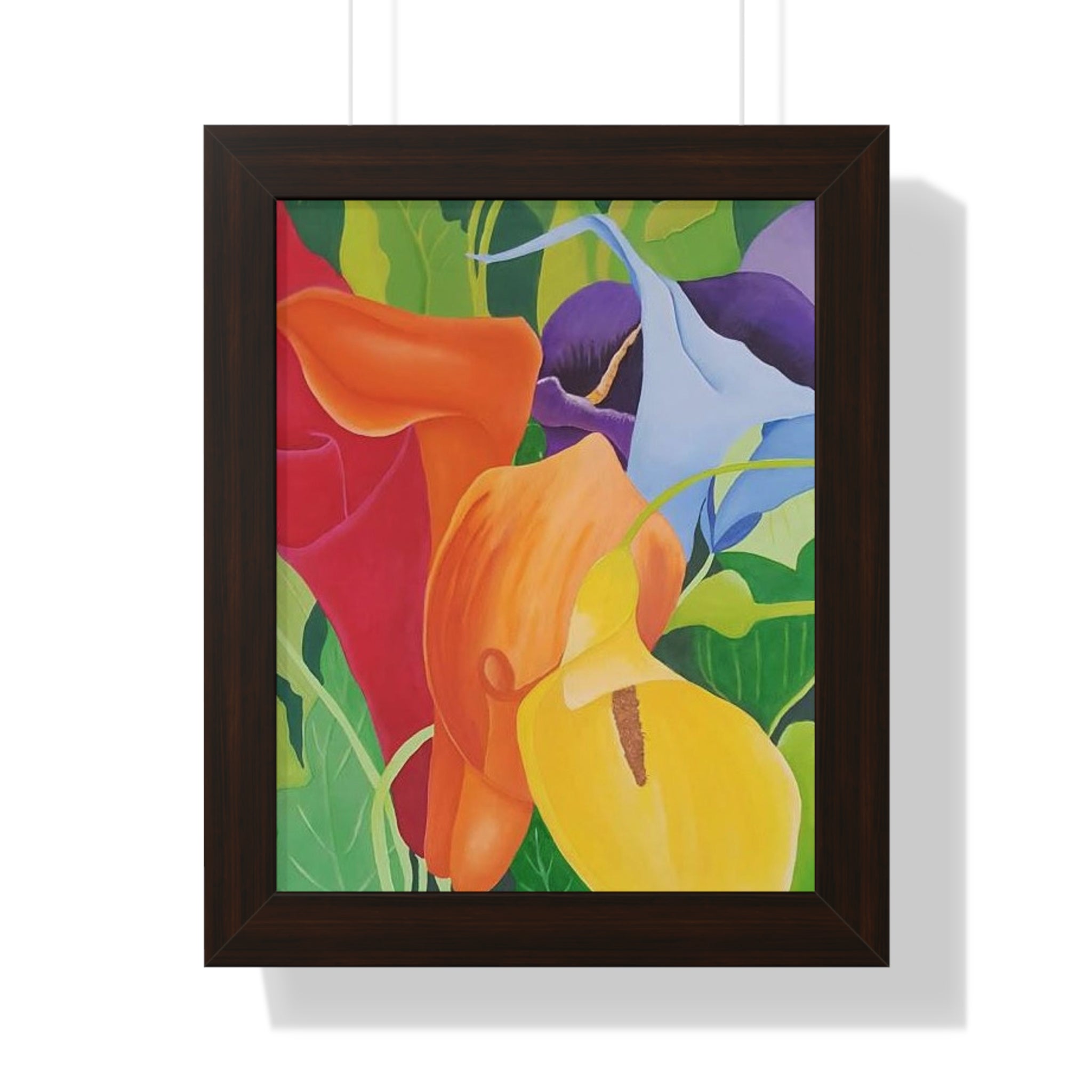 Luminous Elegance: Hand-Painted Portrait of Calla Lilies