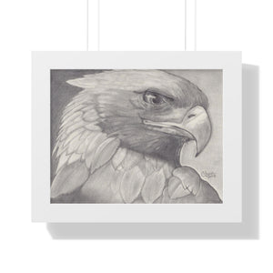 Majestic Eagle Hand-Drawn Portrait in Frame