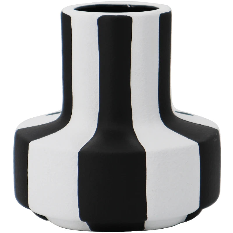 Black And White Striped Ceramic Vase